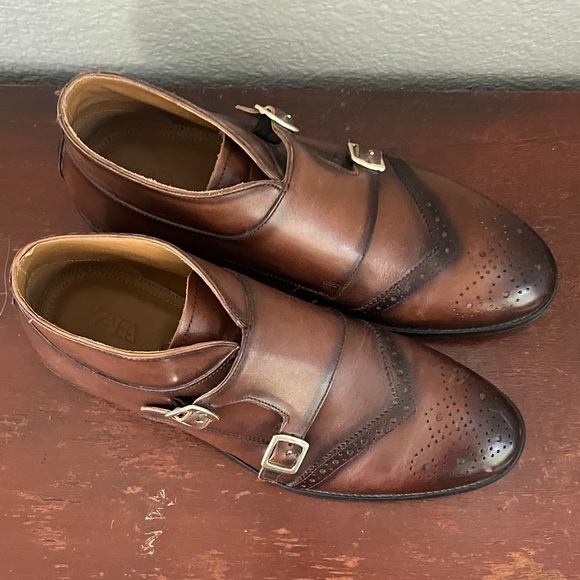 Zara‎ Men\'s Brown Double Monk Strap Oxfords 42 Dress Shoes main image 11